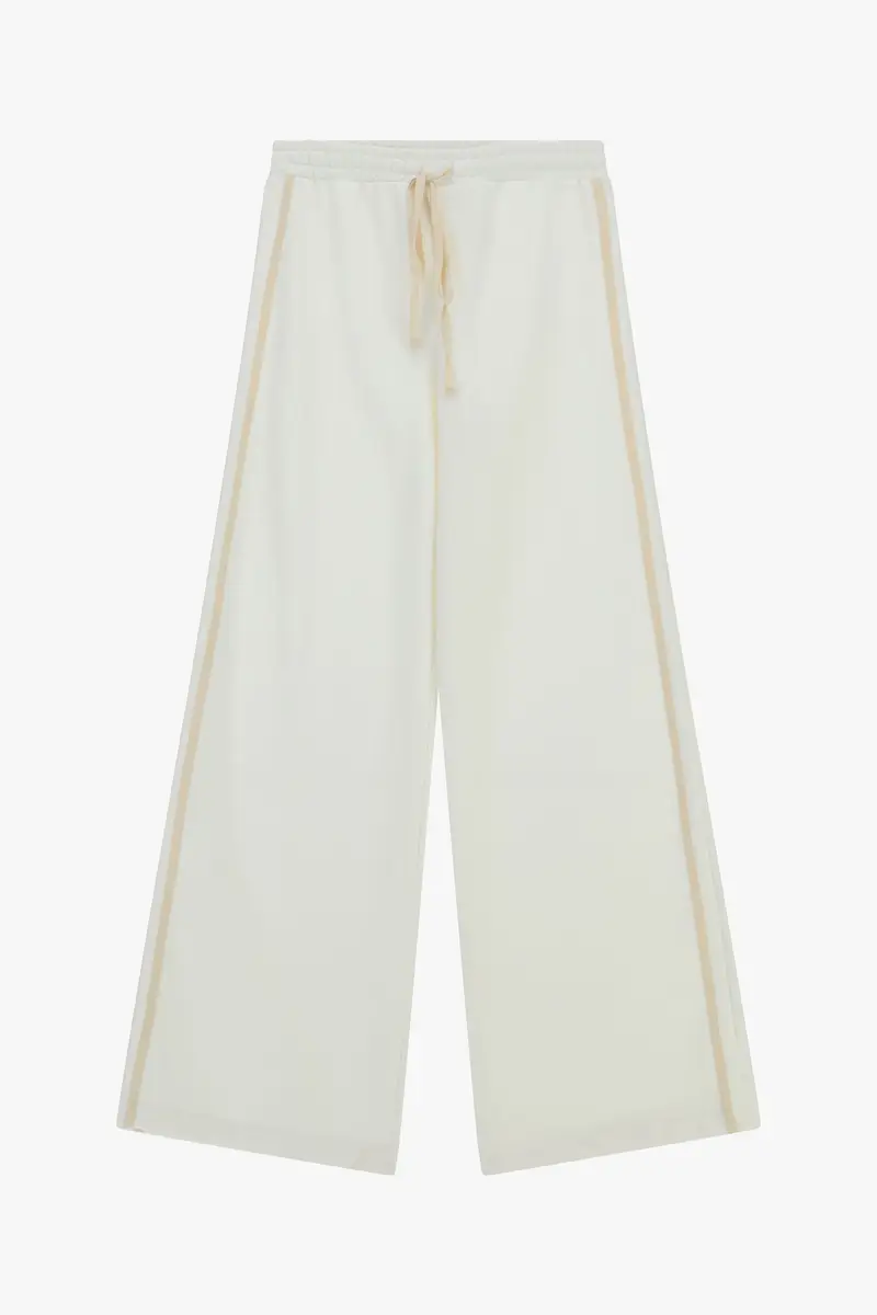 Pantaloni palazzo con bande laterali e vita alta