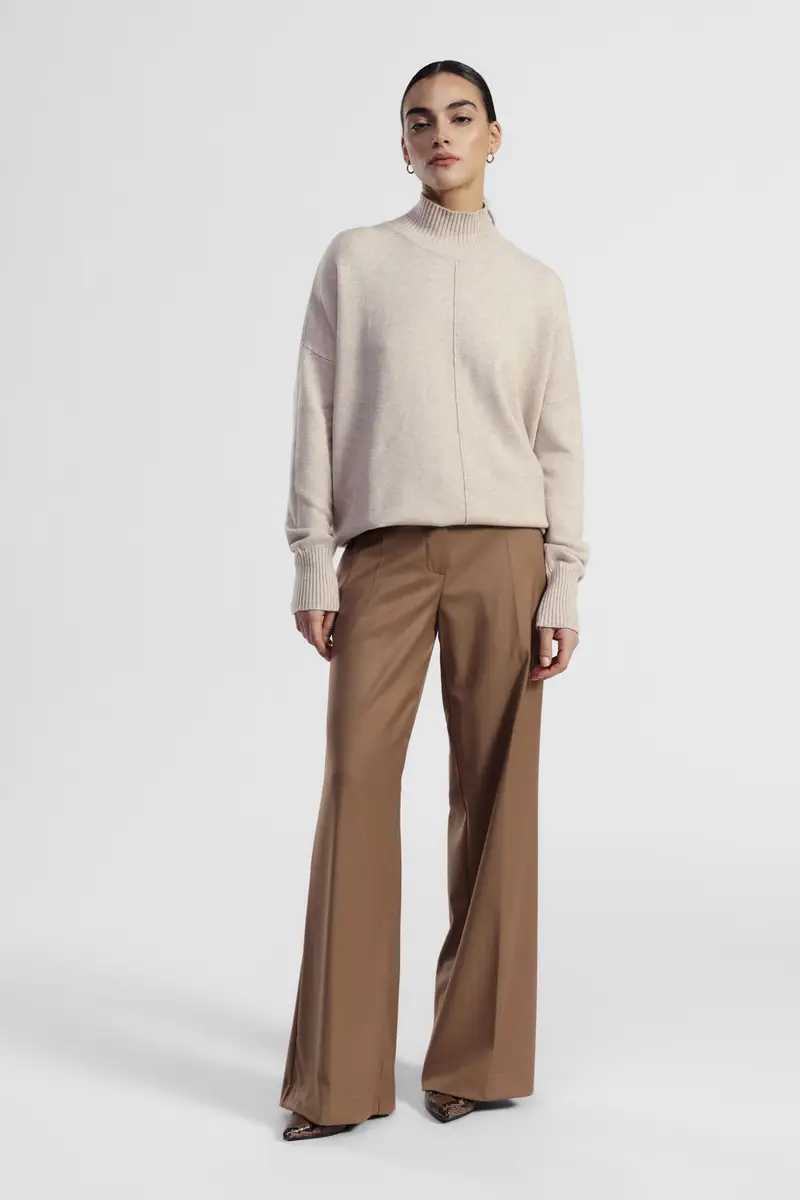 Pantaloni palazzo con piega centrale e passanti miniatura 2