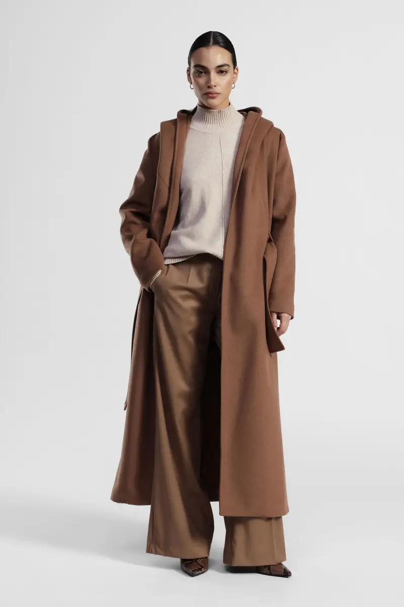 Pantaloni palazzo con piega centrale e passanti miniatura 3