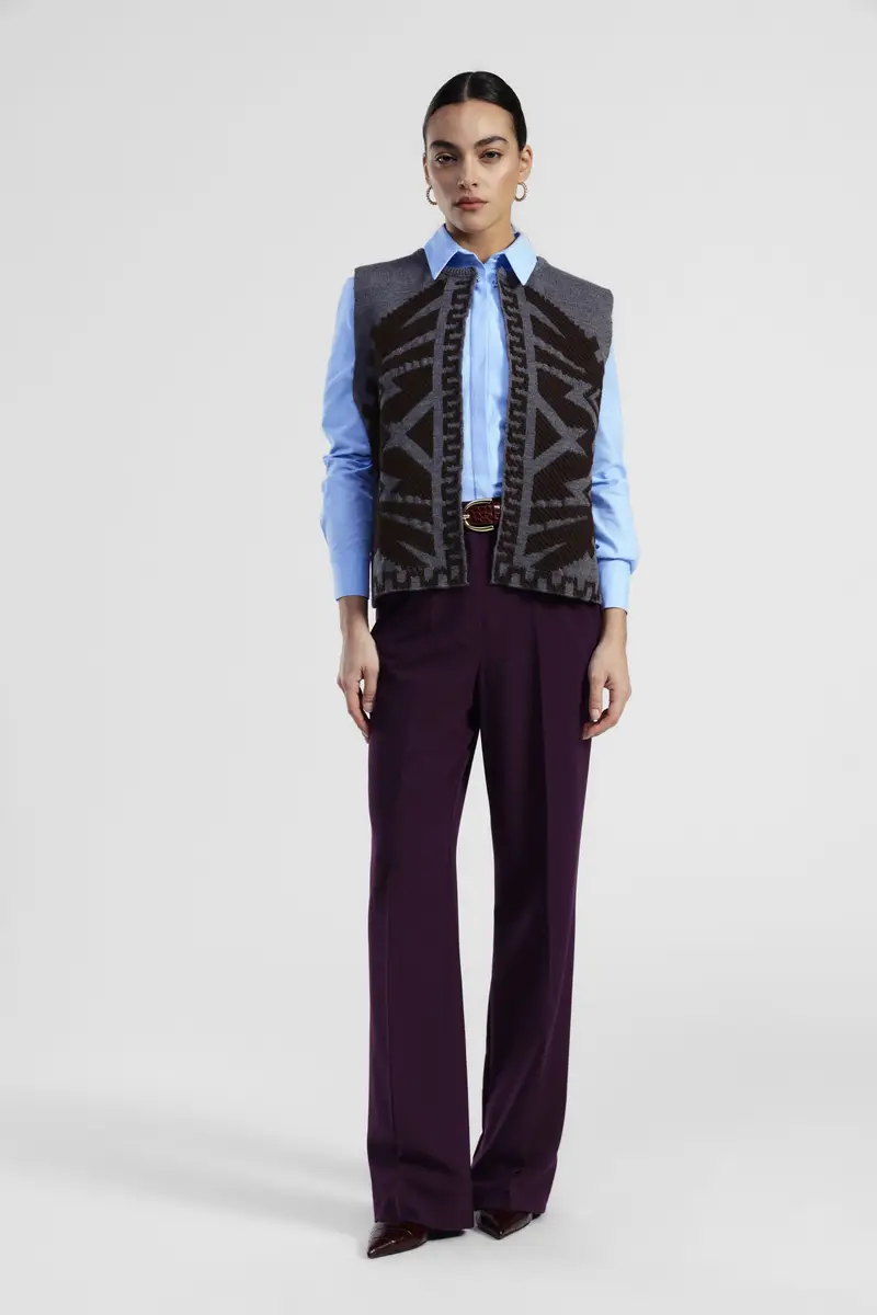 Pantaloni palazzo con pieghe frontali e tasche miniatura 2