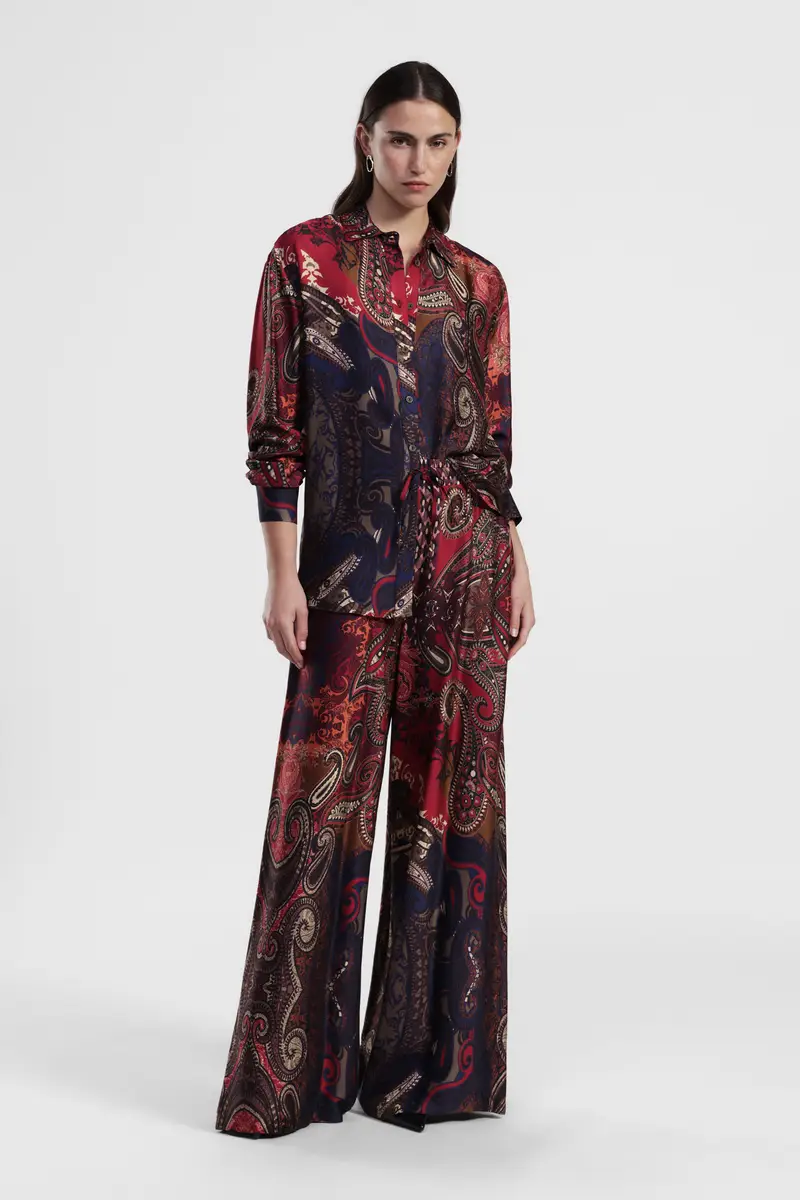 Pantaloni palazzo con stampa paisley miniatura 2