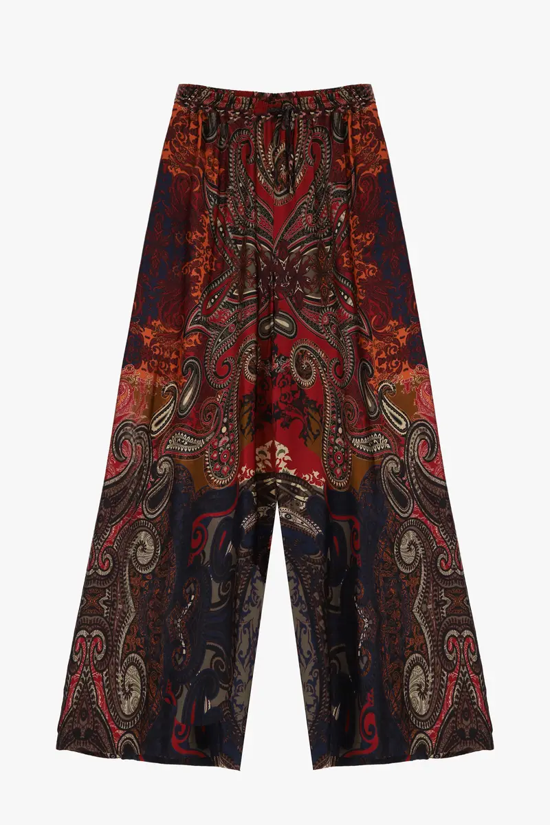 Pantaloni palazzo con stampa paisley