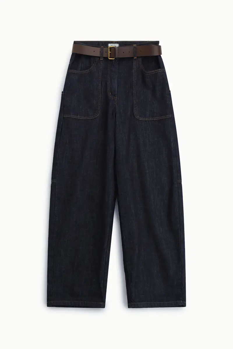 Pantaloni palazzo con tasche applicate e cintura