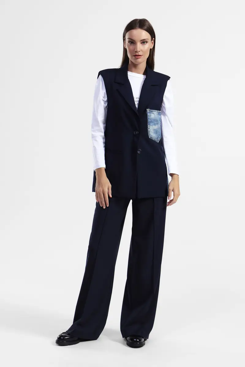 Pantaloni palazzo con vita alta miniatura 2