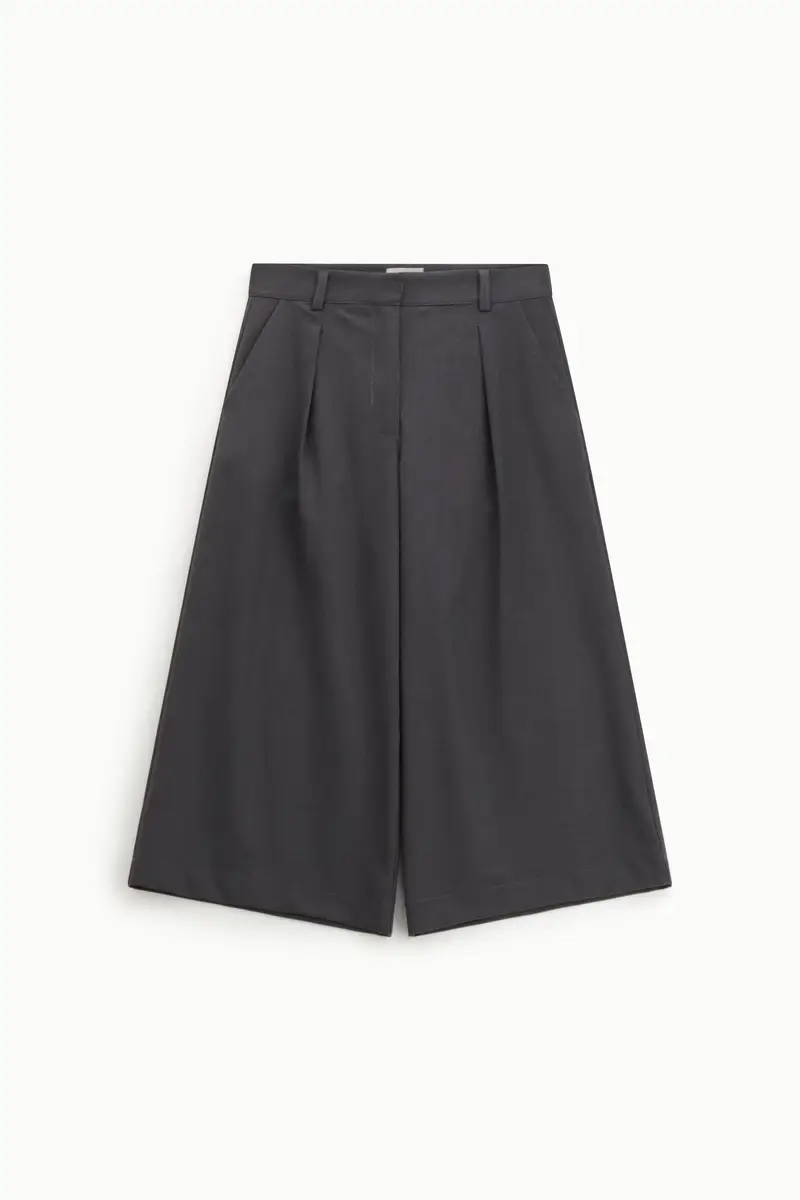 Pantaloni palazzo cropped a vita alta con pinces