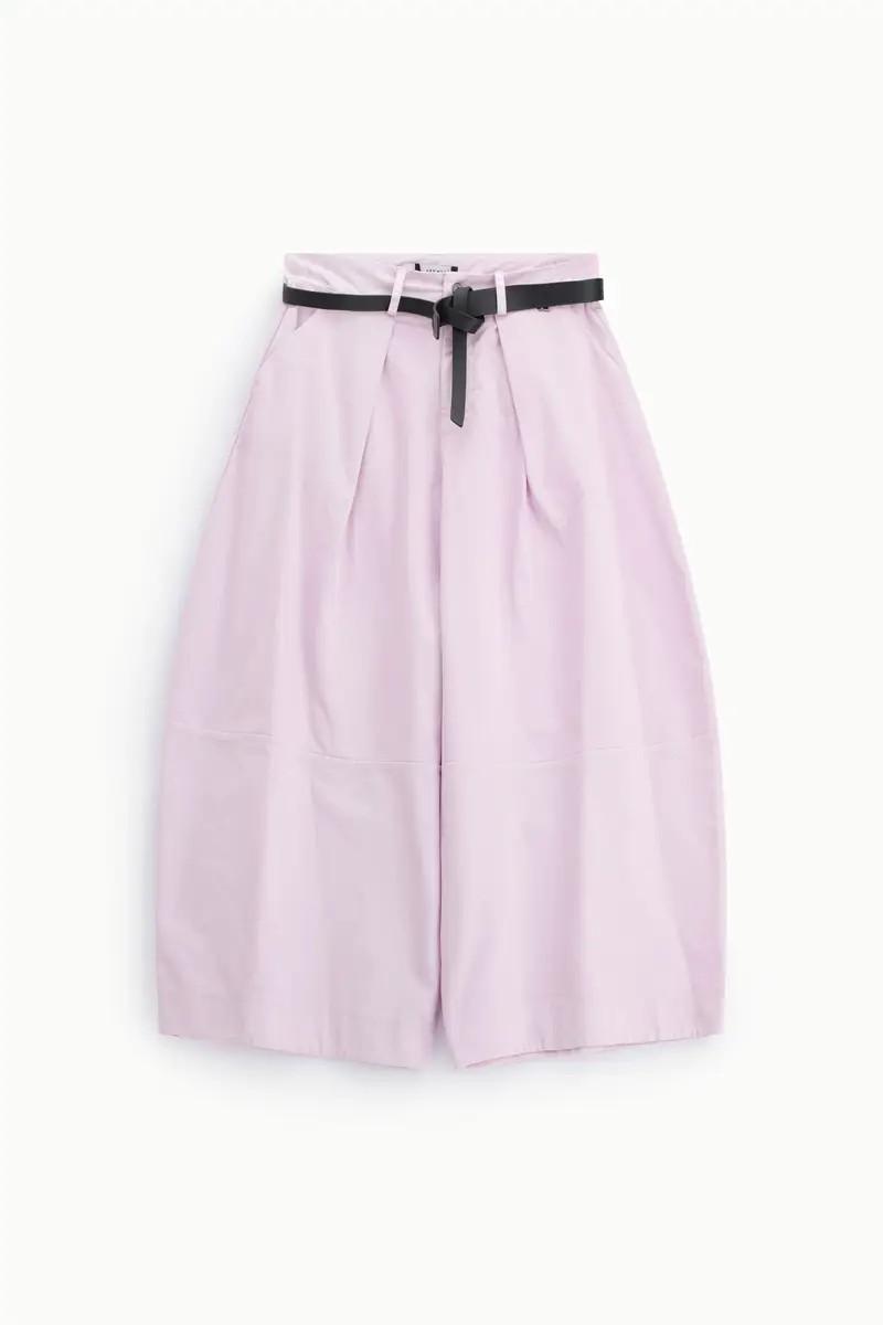 Pantaloni palazzo cropped vita alta con cintura