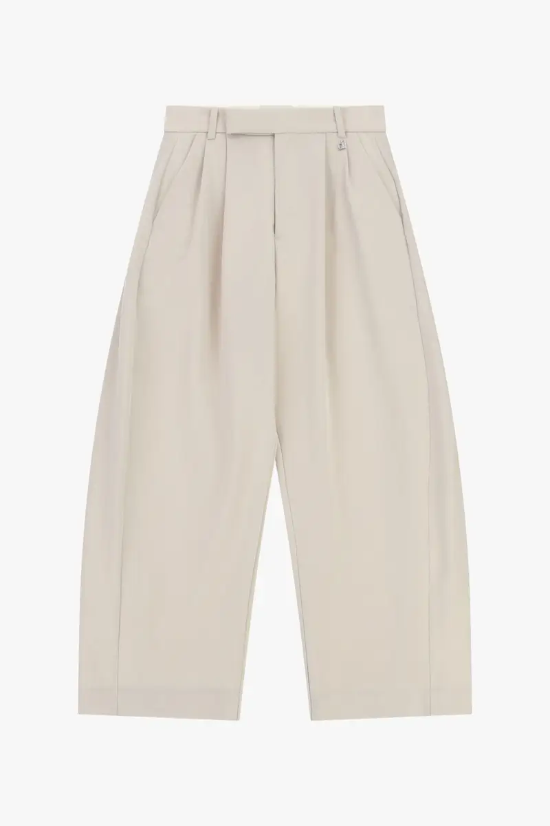 Pantaloni palazzo cropped vita alta con pinces