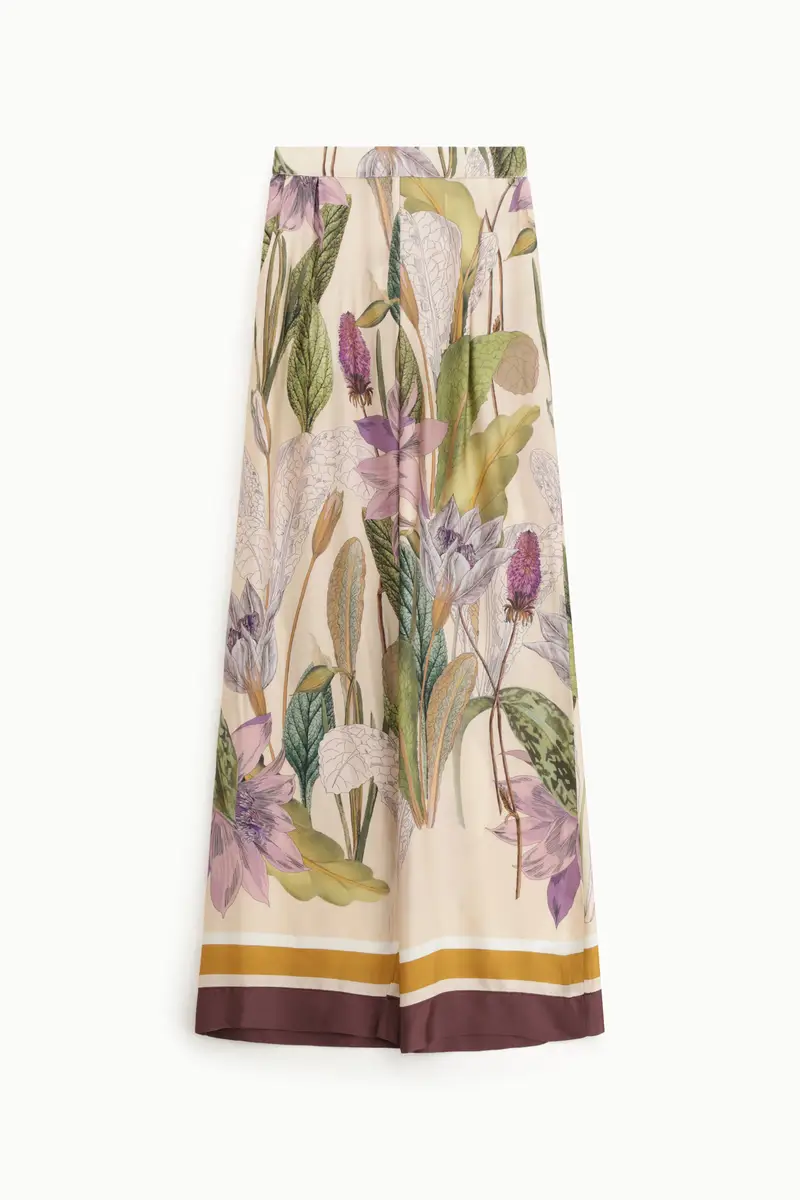 Pantaloni palazzo fantasia botanica vita alta