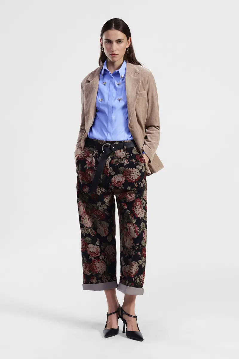 Pantaloni palazzo fantasia floreale con cintura miniatura 2