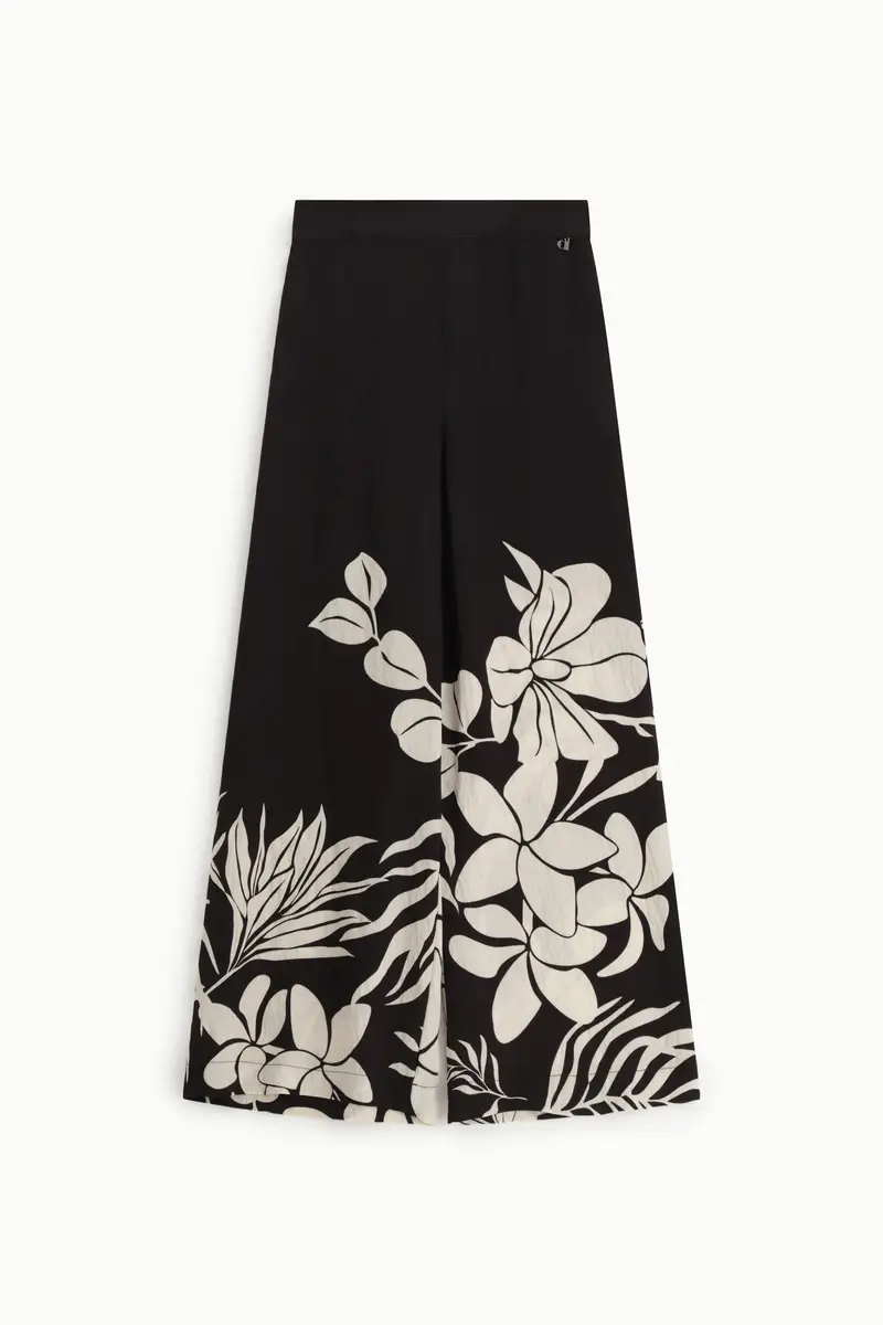Pantaloni palazzo fantasia floreale vita alta