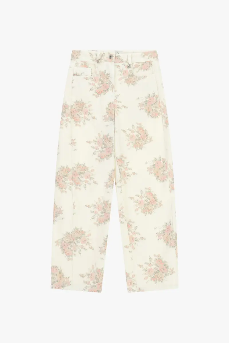 Pantaloni palazzo fantasia floreale vita alta