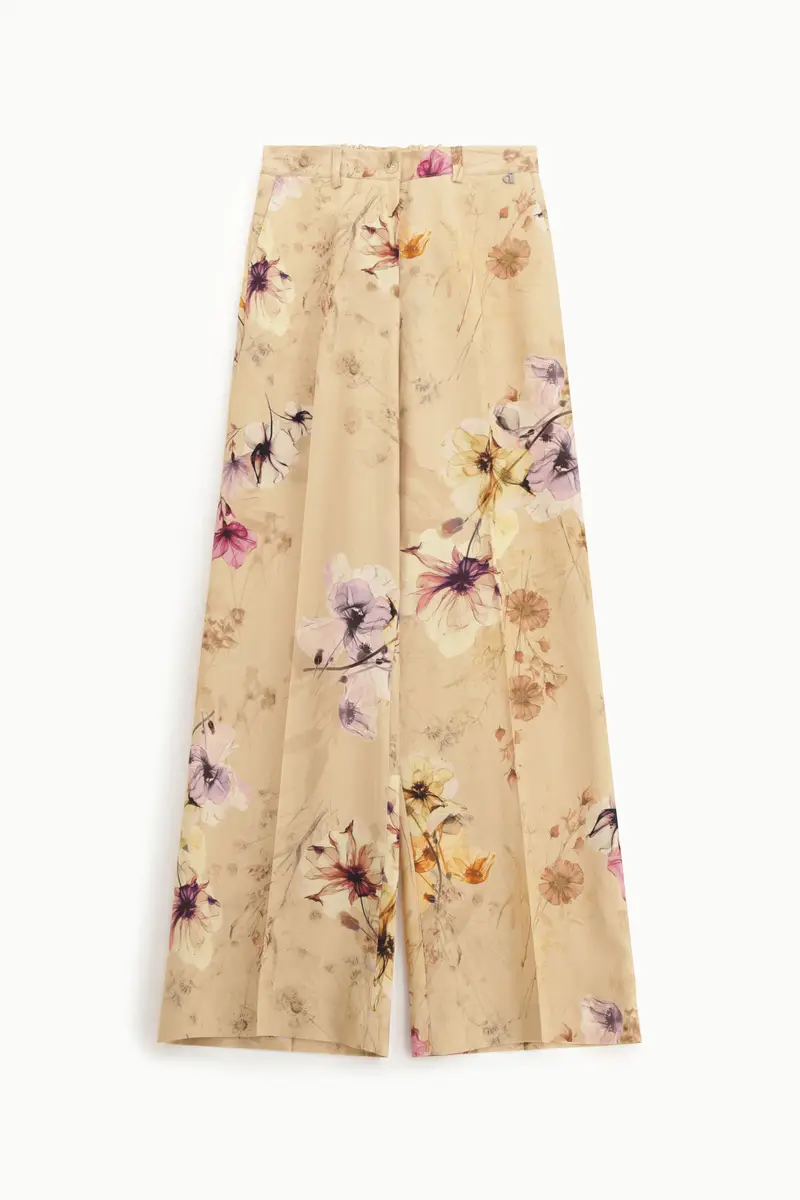 Pantaloni palazzo fantasia floreale vita alta