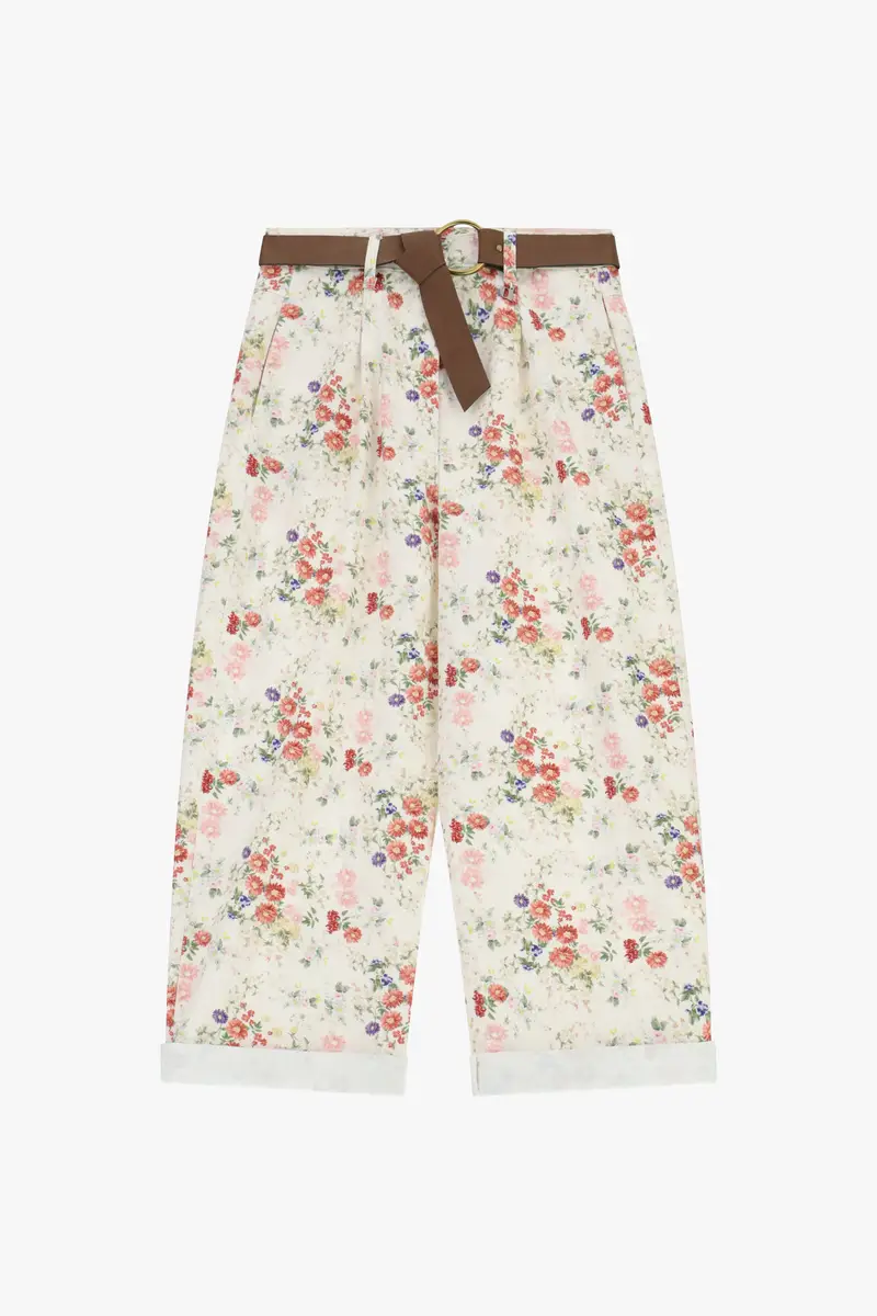 Pantaloni palazzo fantasia floreale vita alta
