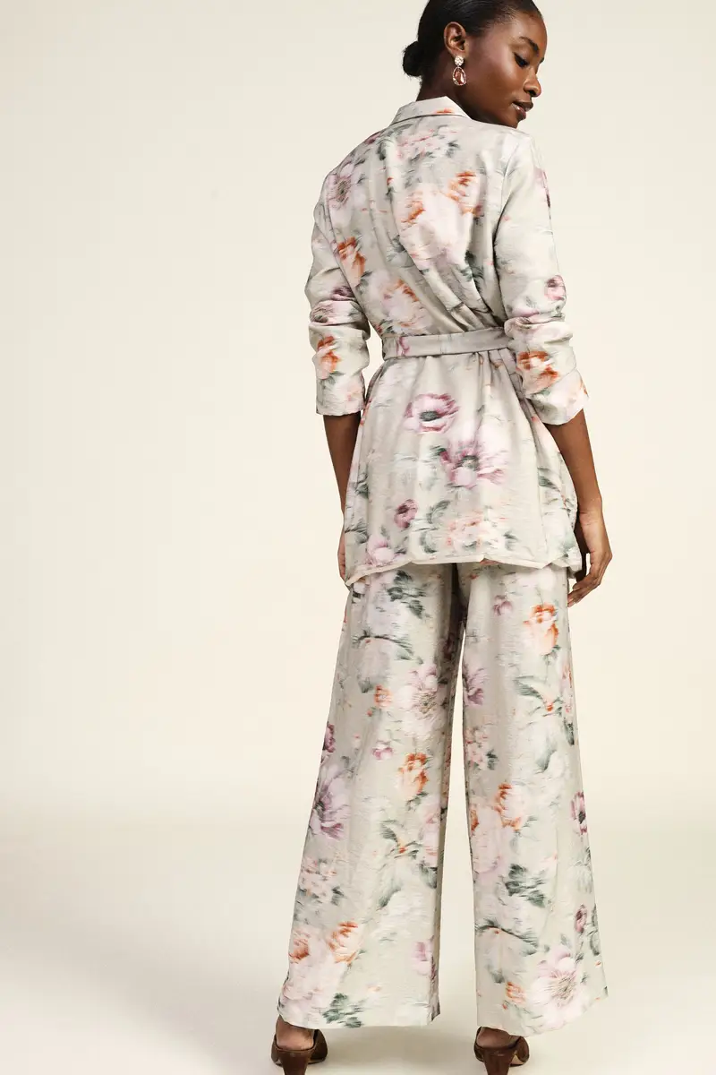 Pantaloni palazzo fantasia floreale vita alta miniatura 3