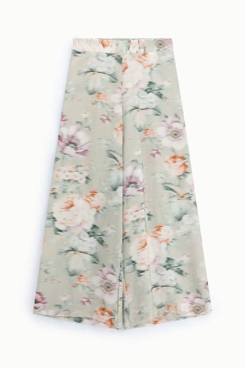 Pantaloni palazzo fantasia floreale vita alta