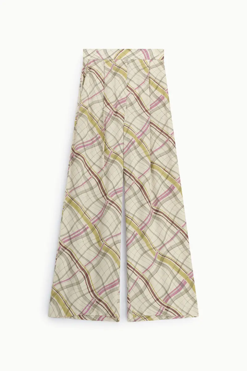 Pantaloni palazzo fantasia geometrica vita alta