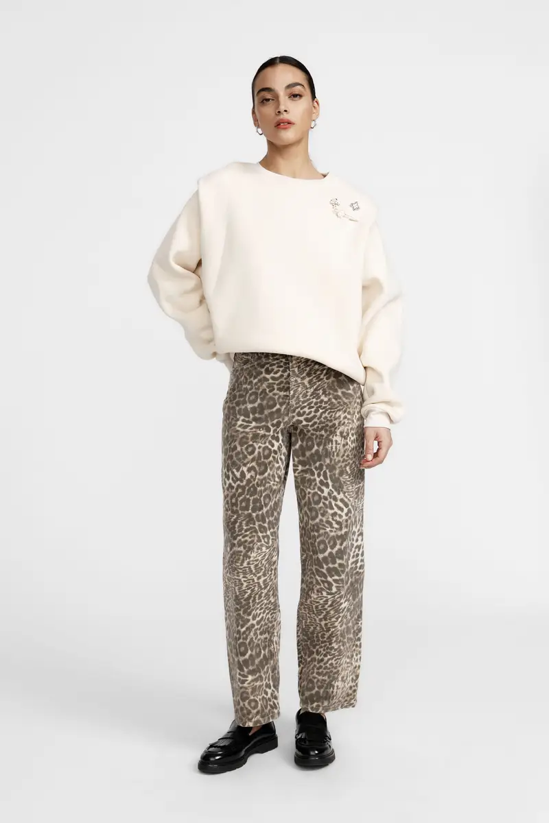 Pantaloni palazzo stampa animalier vita alta miniatura 2