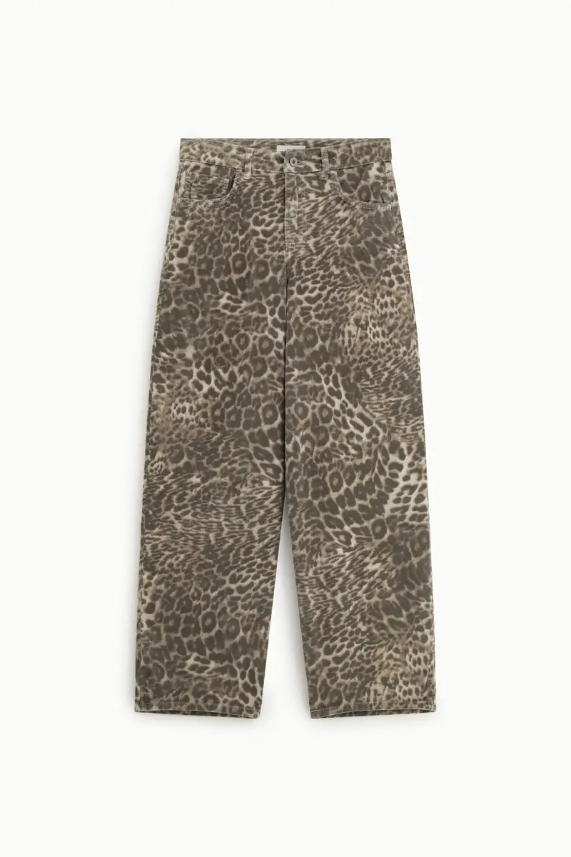 Pantaloni palazzo stampa animalier vita alta