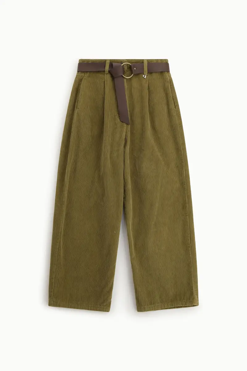 Pantaloni palazzo velluto coste con cintura