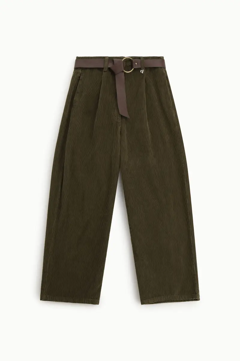 Pantaloni palazzo velluto coste con cintura