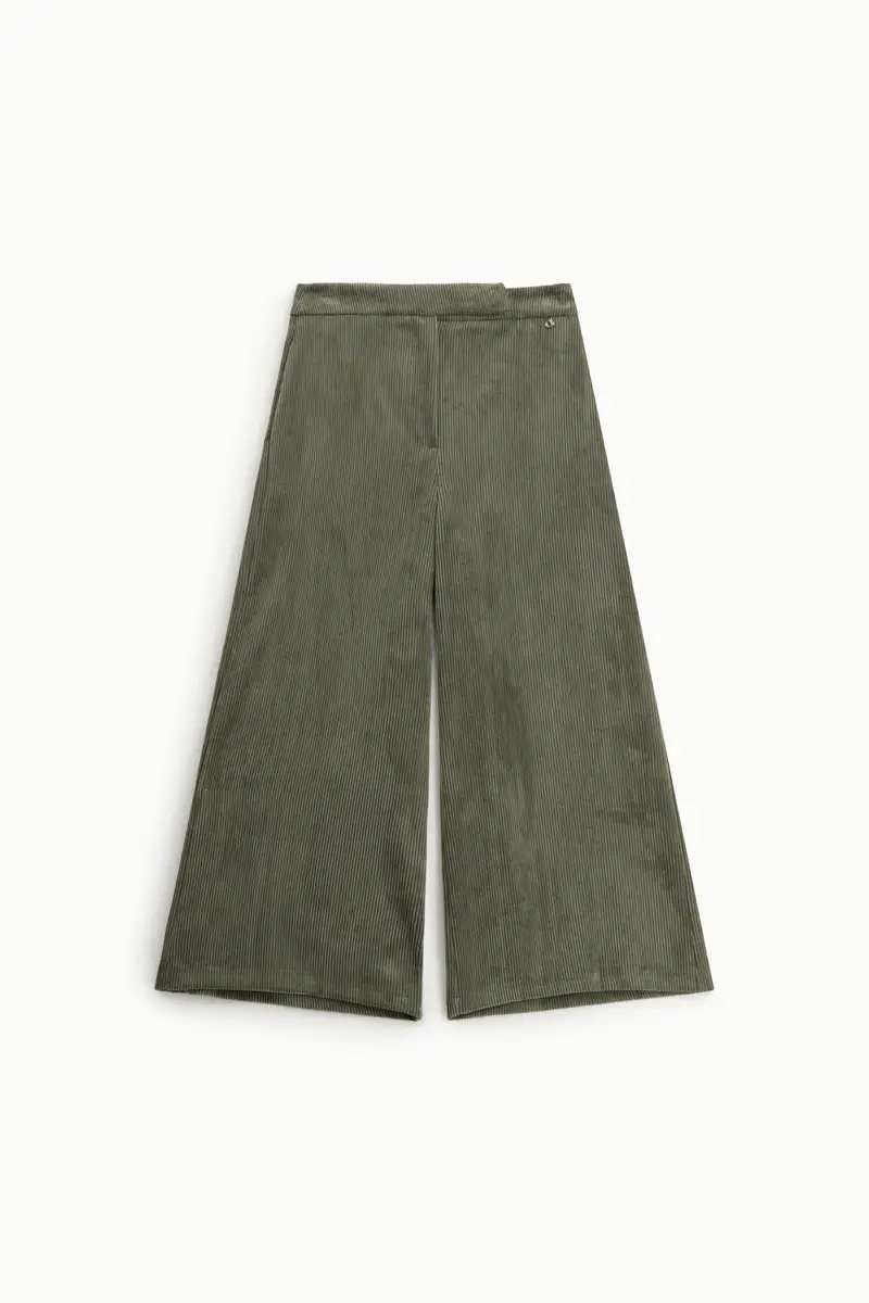 Pantaloni palazzo velluto coste vita alta