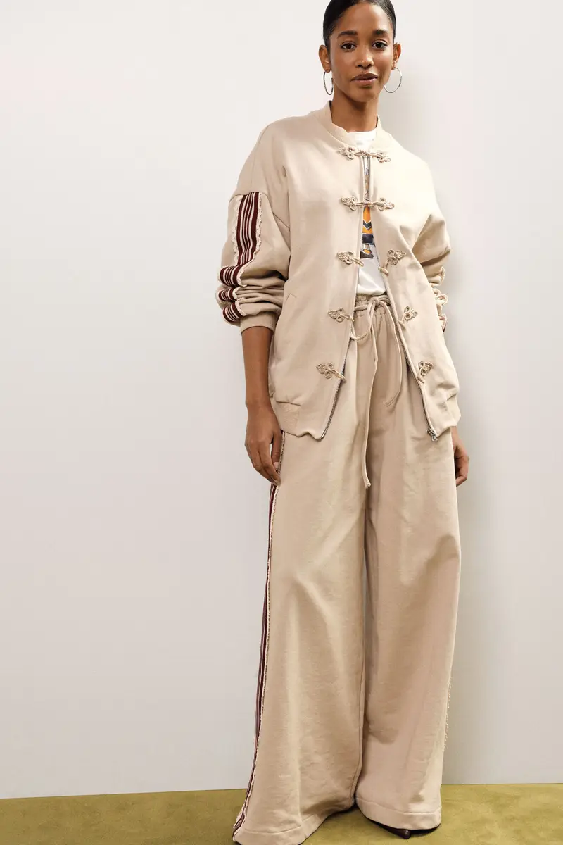 Pantaloni palazzo vita alta con bande a righe miniatura 2