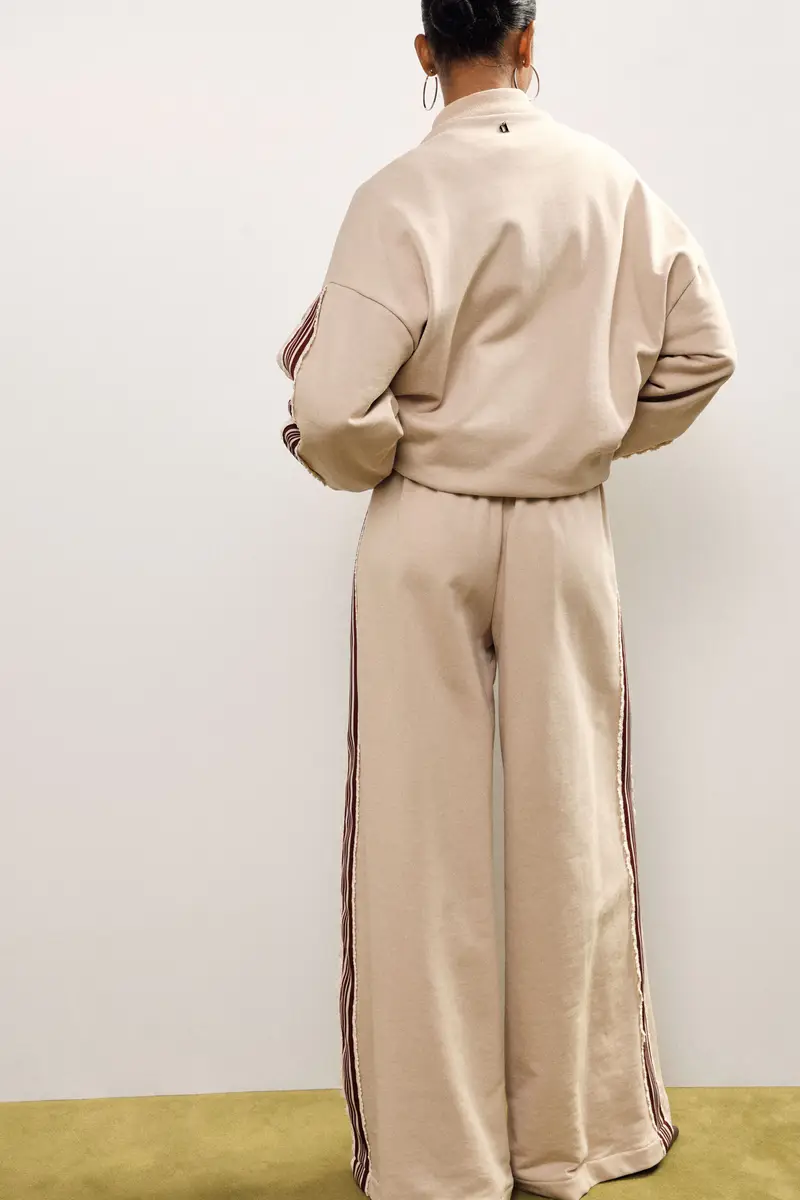 Pantaloni palazzo vita alta con bande a righe miniatura 3