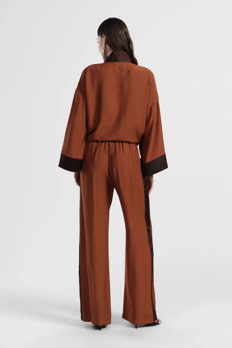 Pantaloni palazzo vita alta con bande laterali miniatura 3