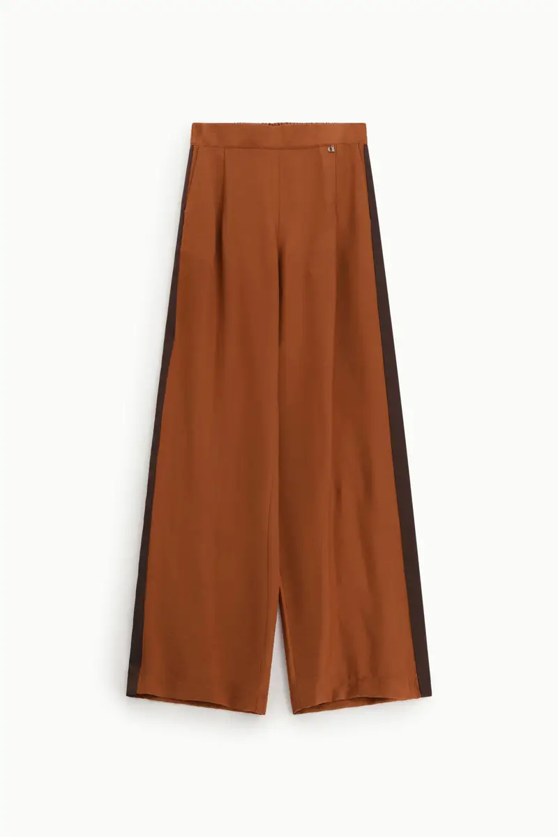 Pantaloni palazzo vita alta con bande laterali