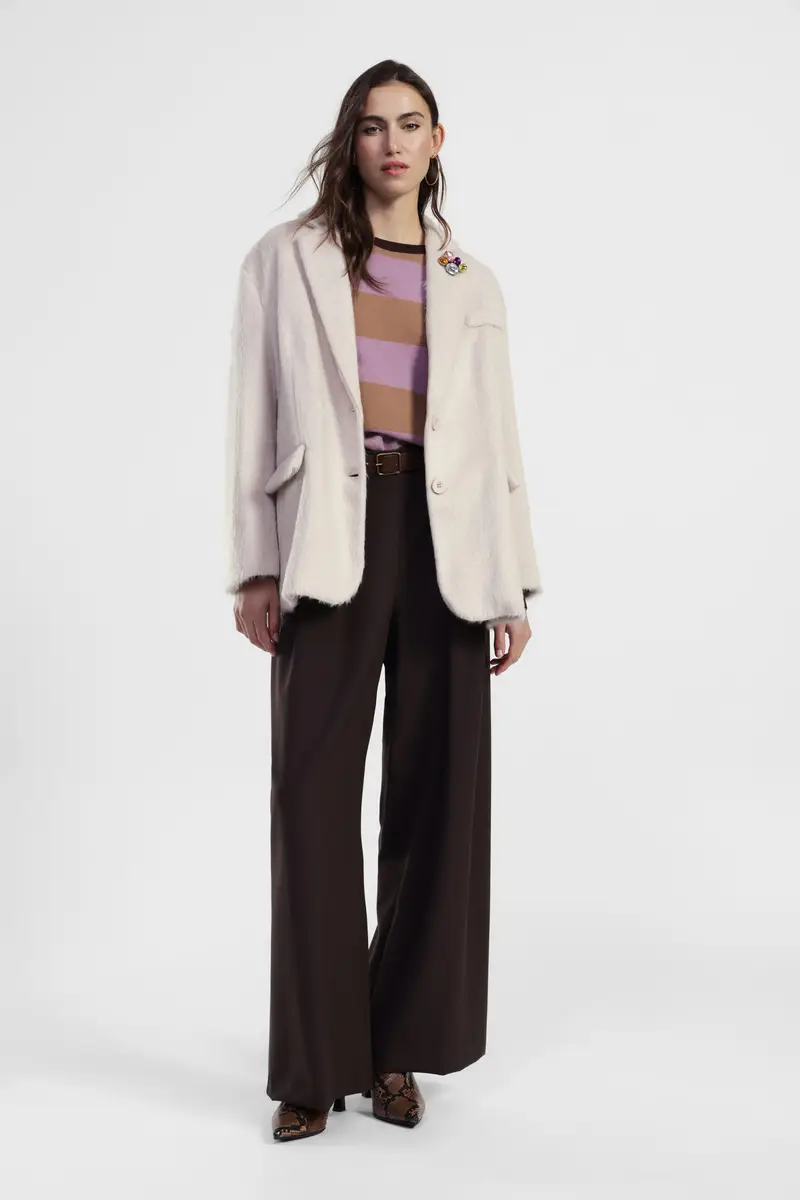 Pantaloni palazzo vita alta con cintura miniatura 2