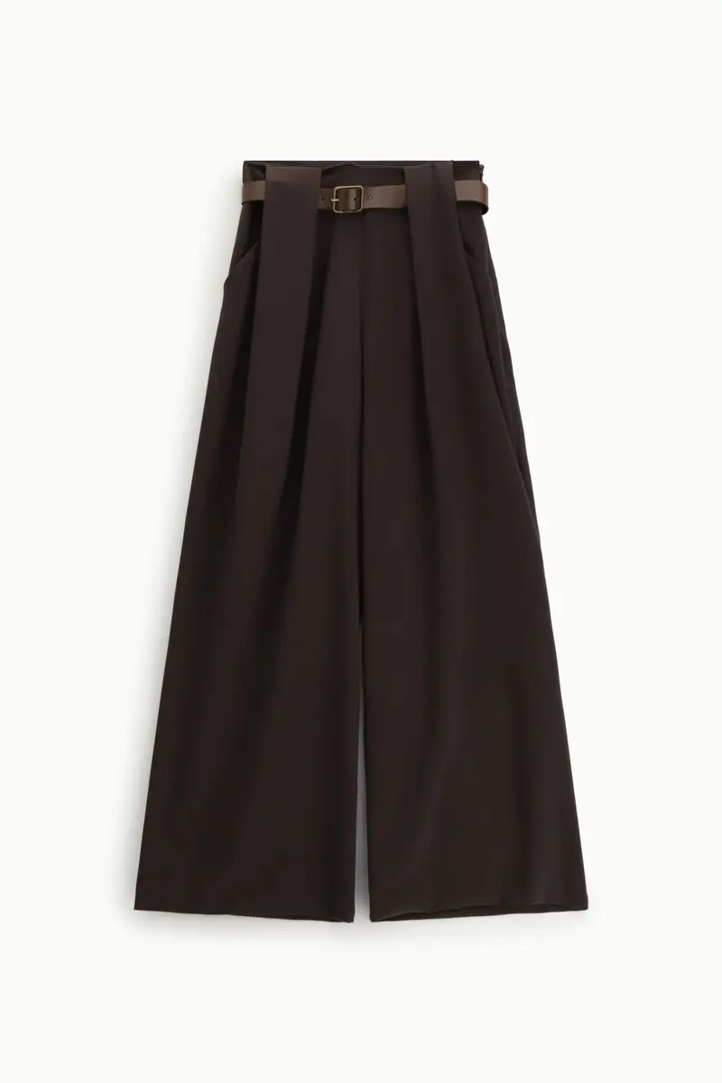 Pantaloni palazzo vita alta con cintura
