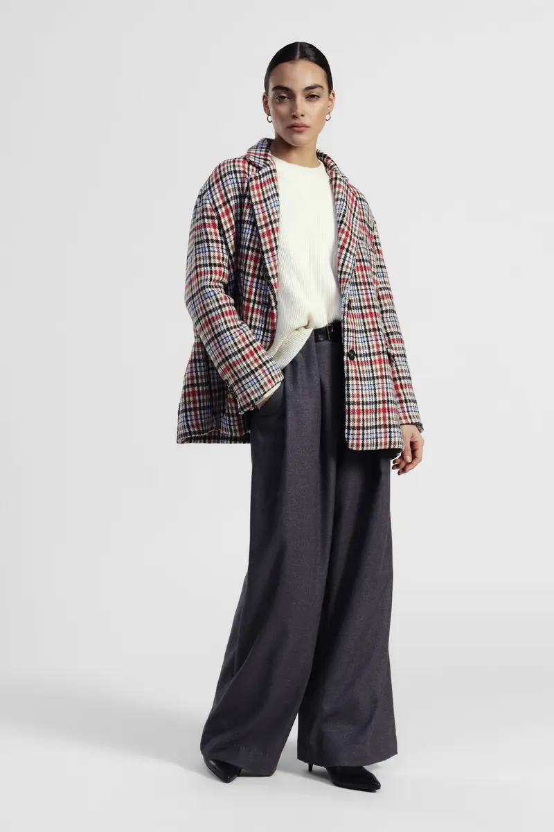 Pantaloni palazzo vita alta con cintura miniatura 2