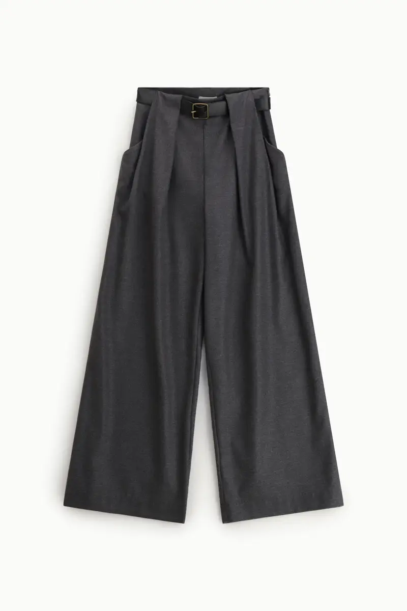 Pantaloni palazzo vita alta con cintura