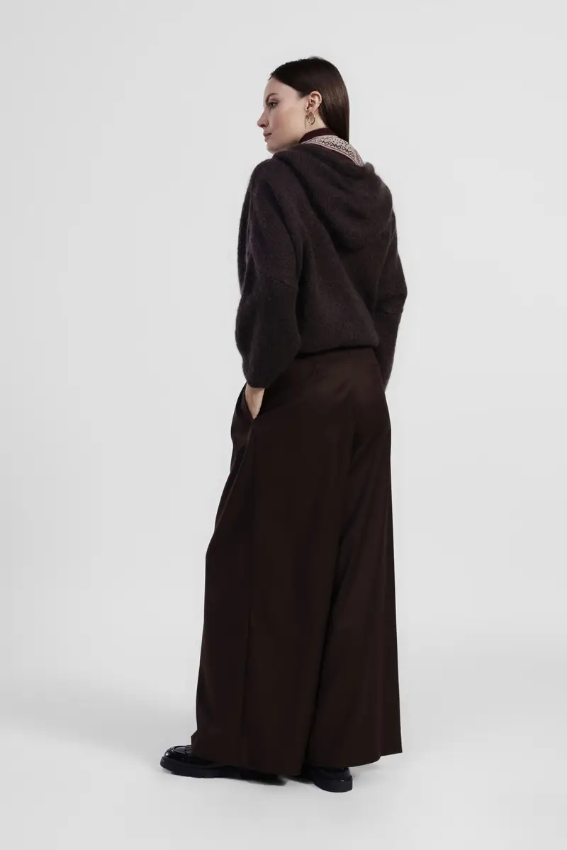 Pantaloni palazzo vita alta con cintura miniatura 3