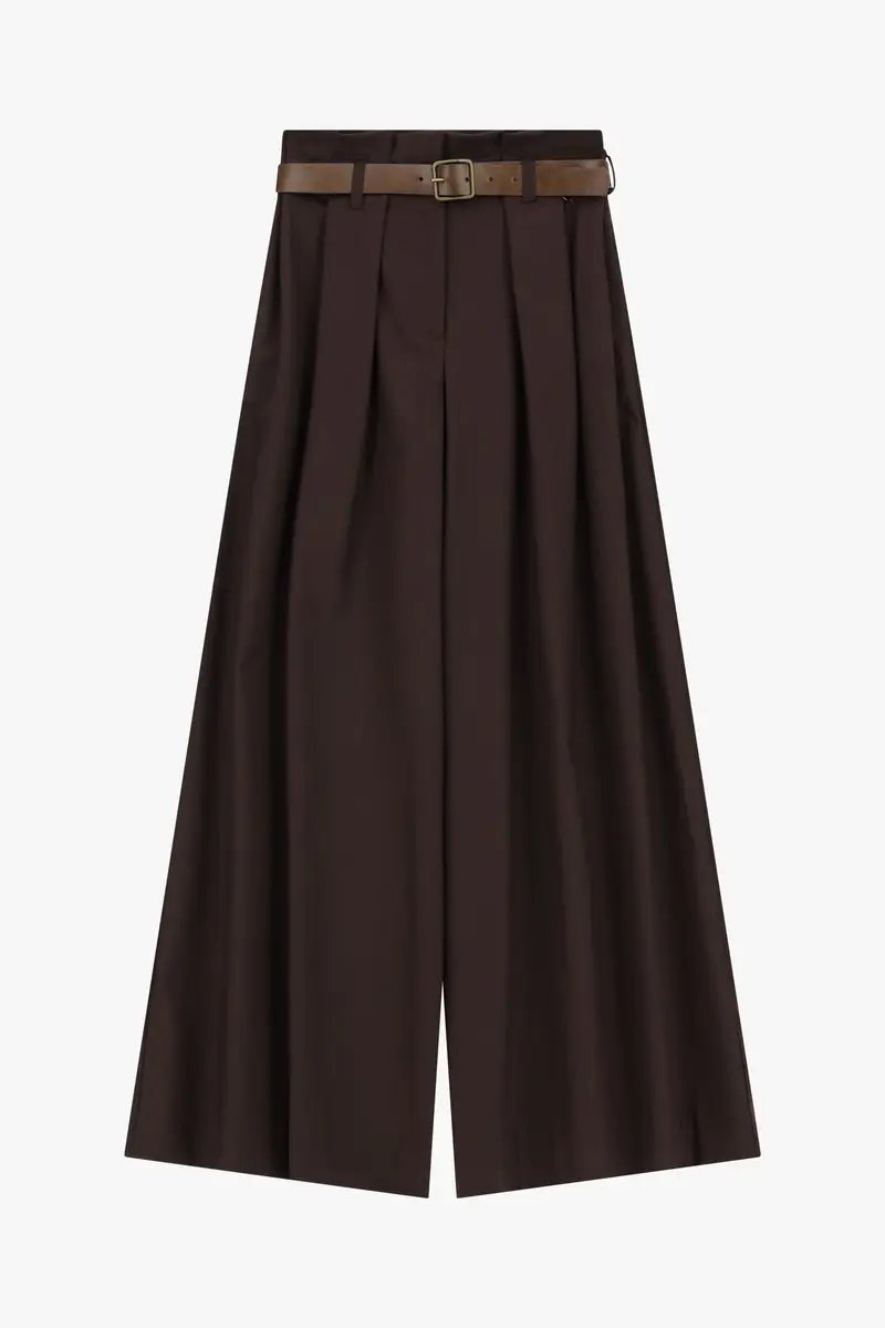 Pantaloni palazzo vita alta con cintura