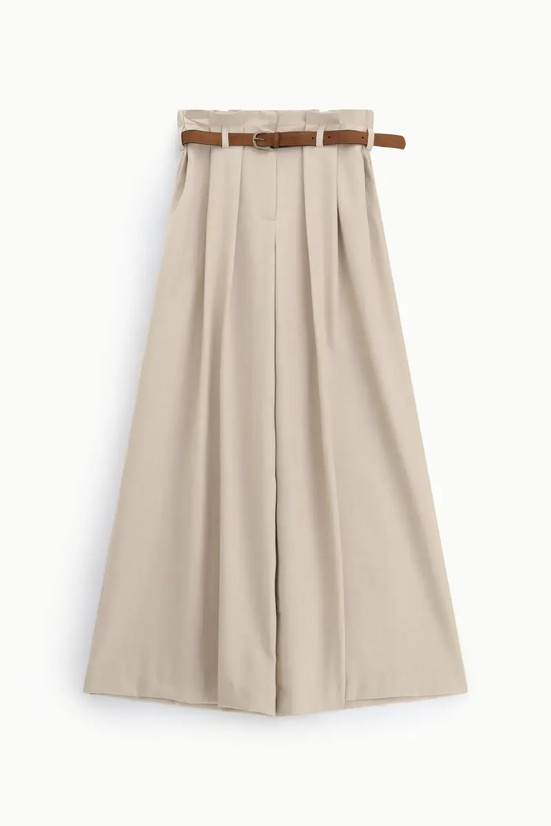 Pantaloni palazzo vita alta con cintura