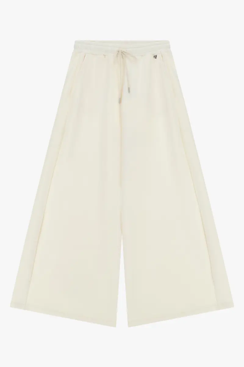 Pantaloni palazzo vita alta con coulisse e tasche