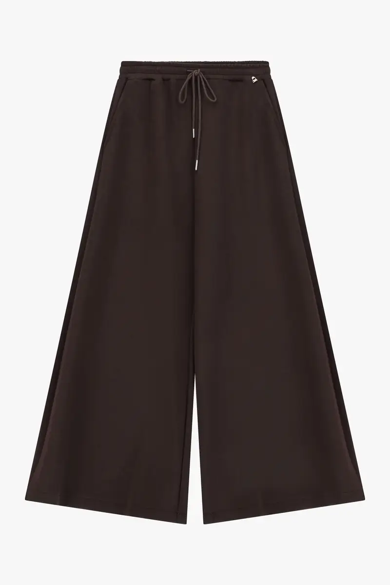 Pantaloni palazzo vita alta con coulisse e tasche