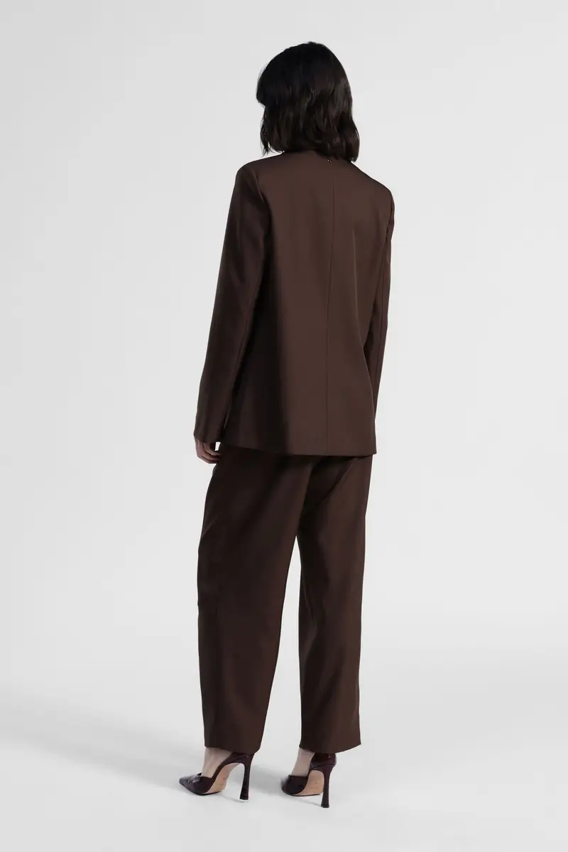 Pantaloni palazzo vita alta con pince frontali miniatura 3