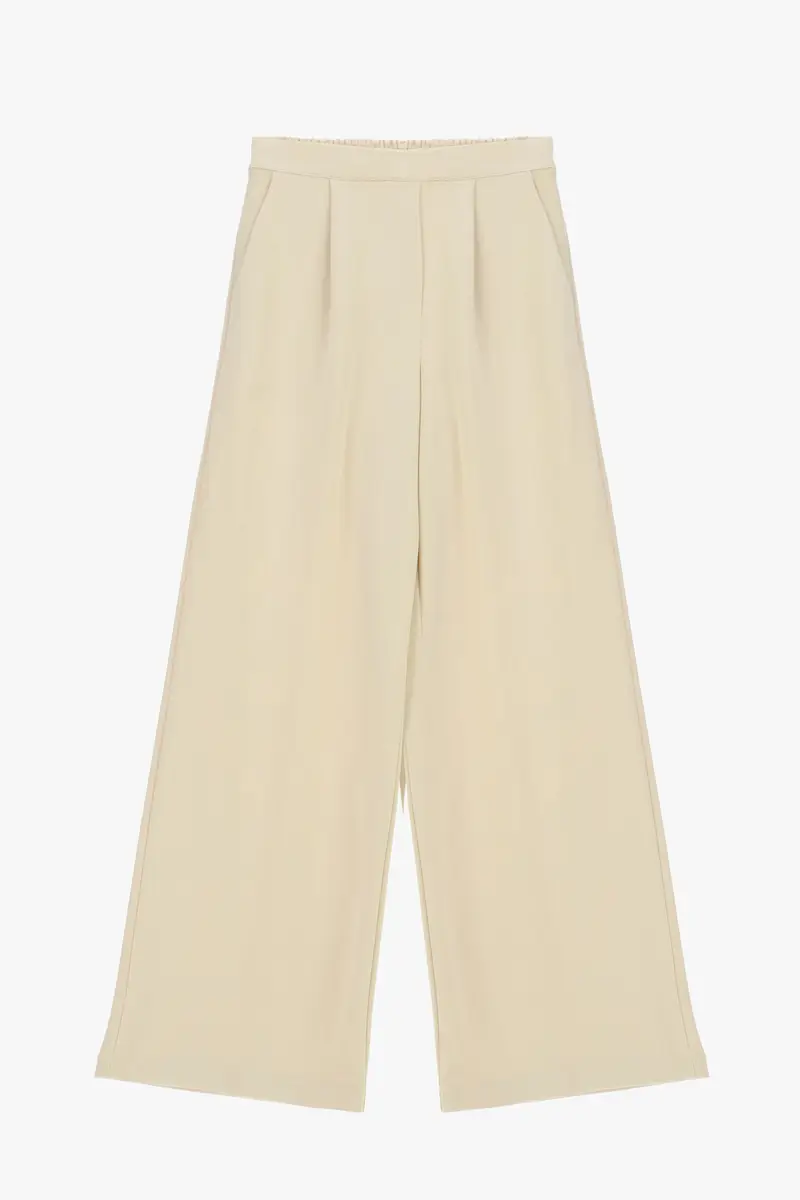 Pantaloni palazzo vita alta con pince