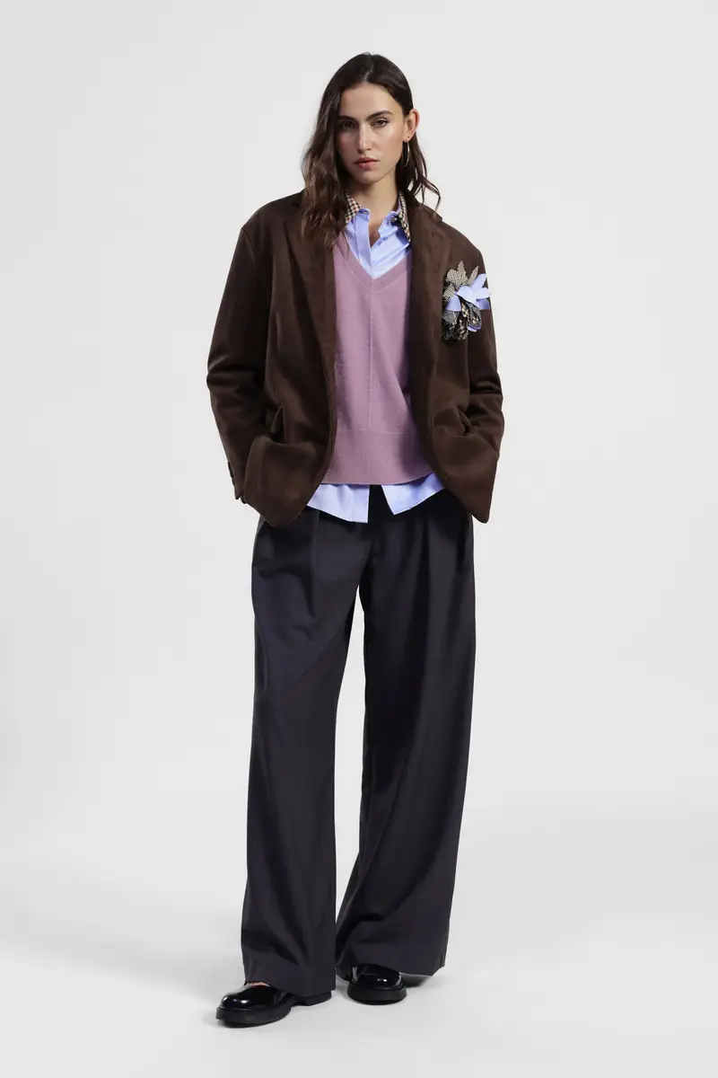 Pantaloni palazzo vita alta con pince miniatura 2