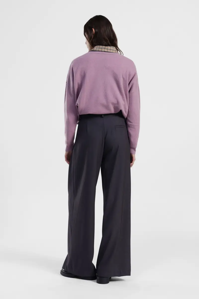 Pantaloni palazzo vita alta con pince miniatura 3