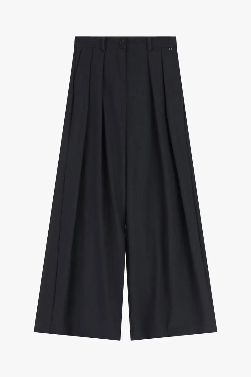 Pantaloni palazzo vita alta con pince