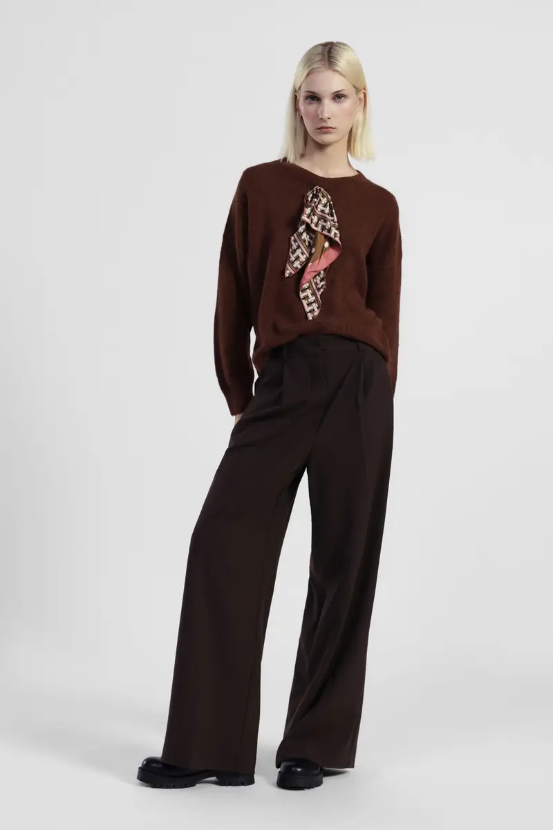 Pantaloni palazzo vita alta con pince miniatura 2