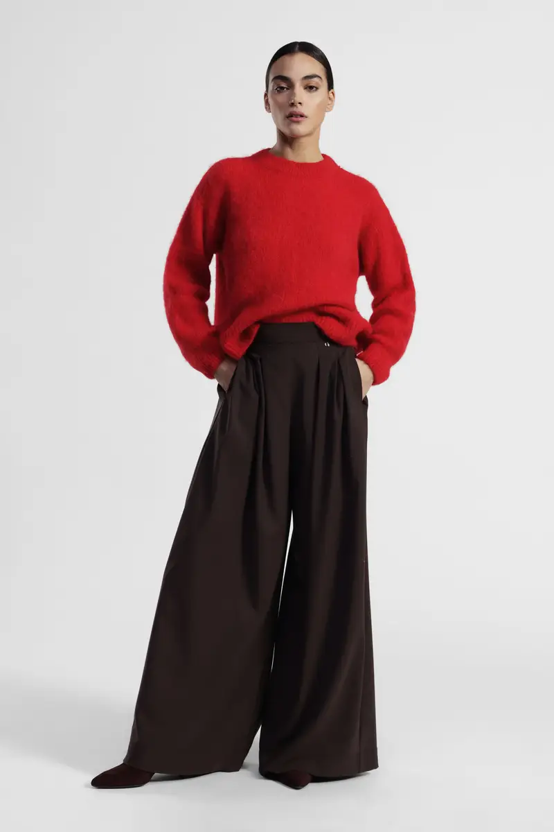 Pantaloni palazzo vita alta con pince miniatura 3