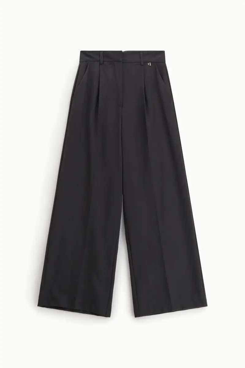 Pantaloni palazzo vita alta con pince