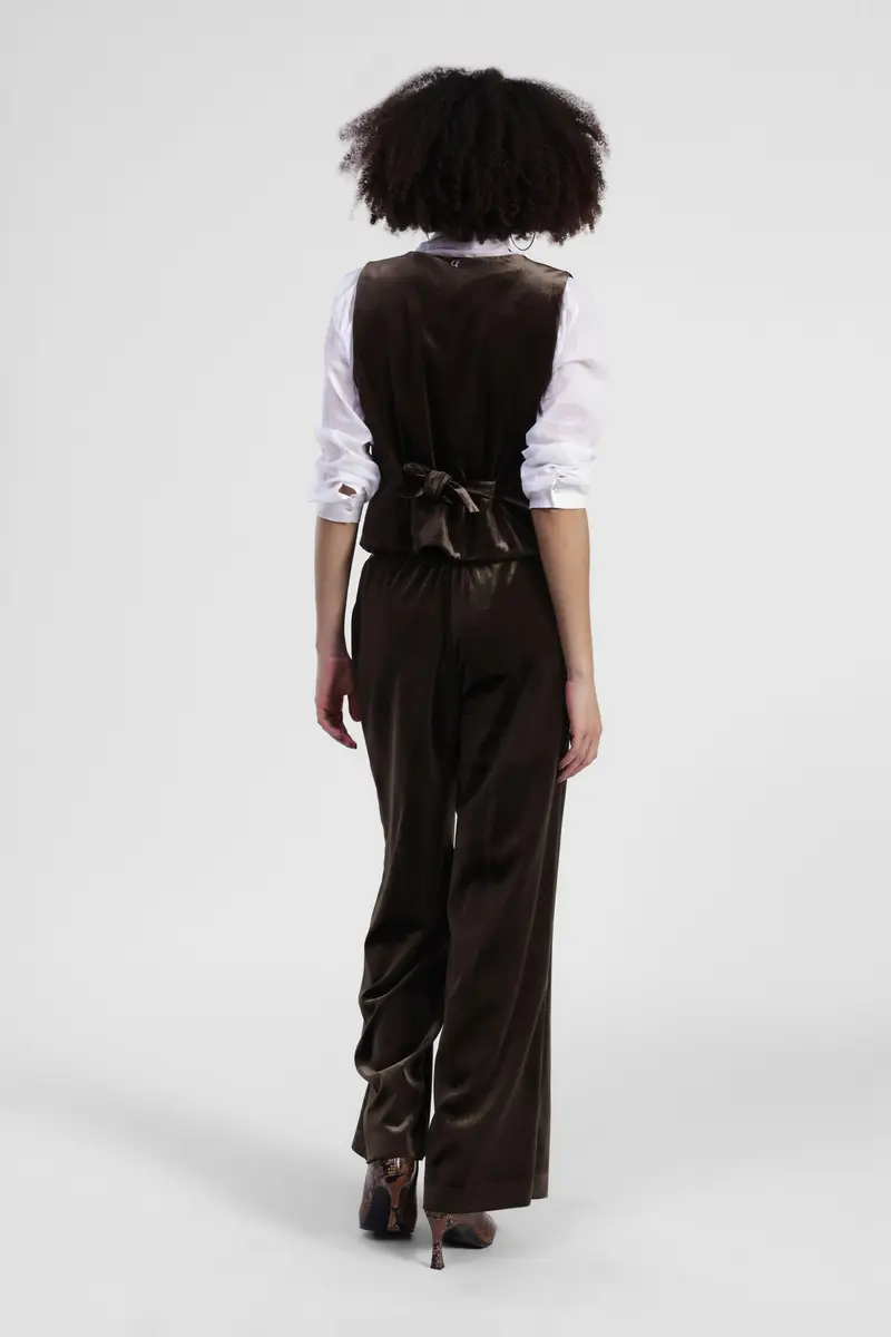 Pantaloni palazzo vita alta con pince miniatura 3