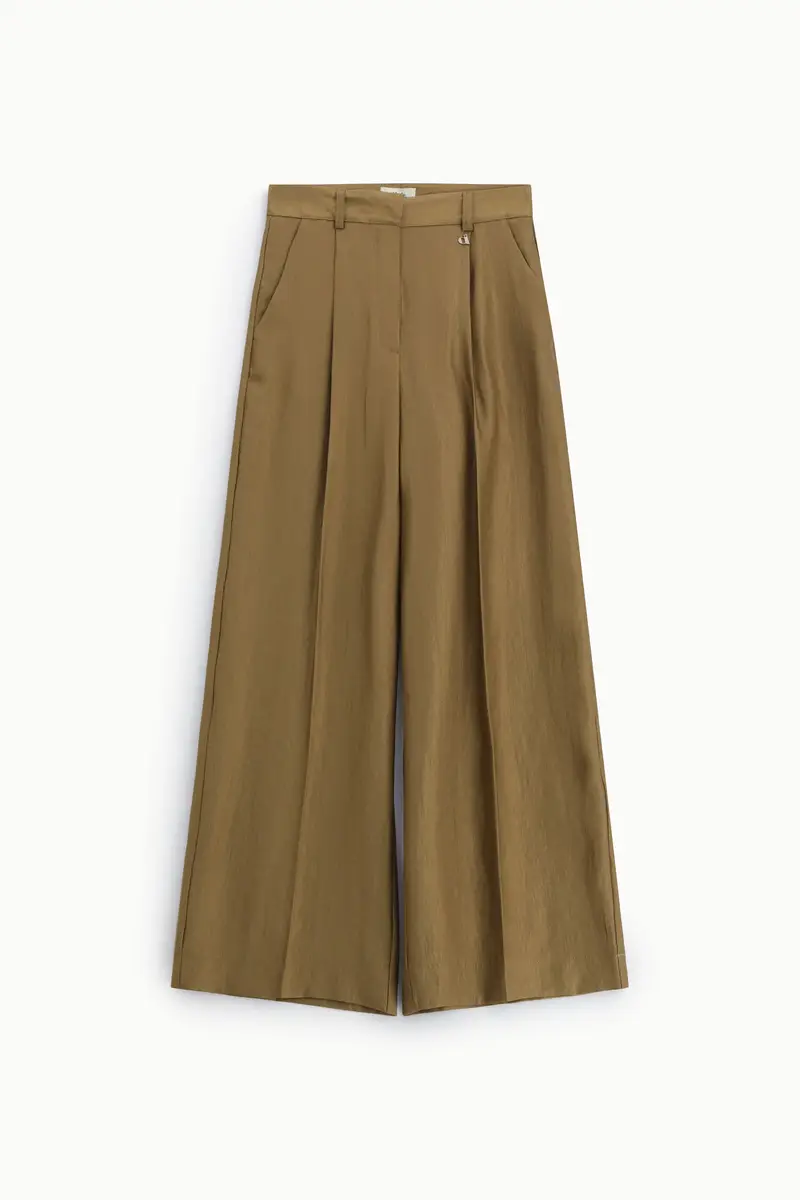 Pantaloni palazzo vita alta con pince