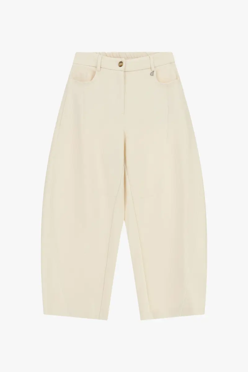 Pantaloni palazzo vita alta con tasche a cinque fili