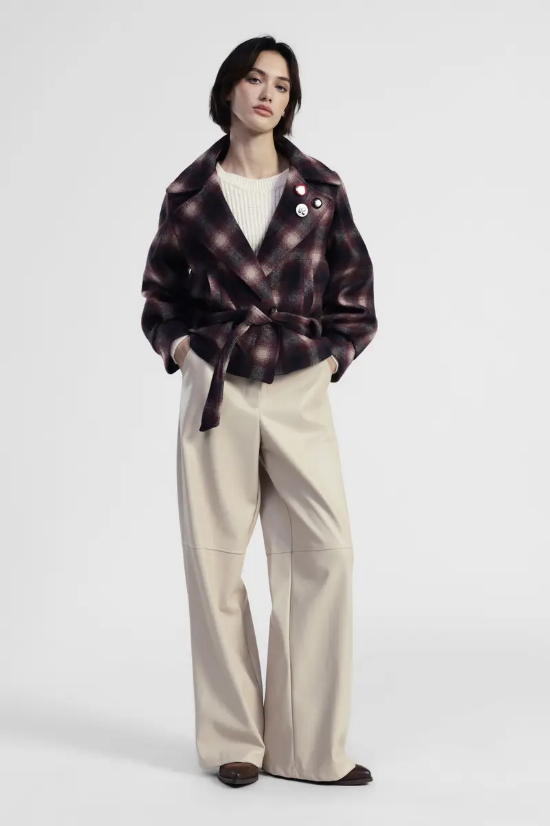 Pantaloni palazzo vita alta con tasche laterali miniatura 2